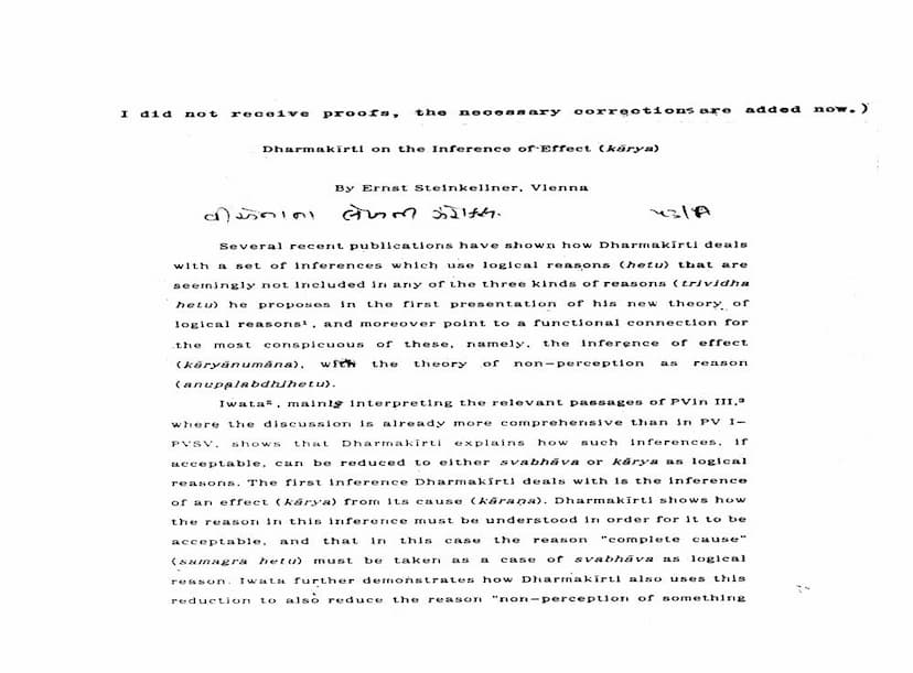 First page of Dharmakirti On Inference Of Effect