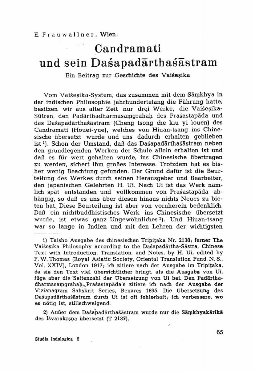 First page of Candramati Und Sein Dasapadarthasastram