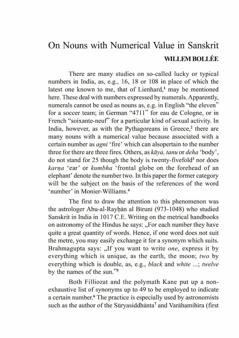 First page of On Nouns With Numerical Vallue In Sanskrit