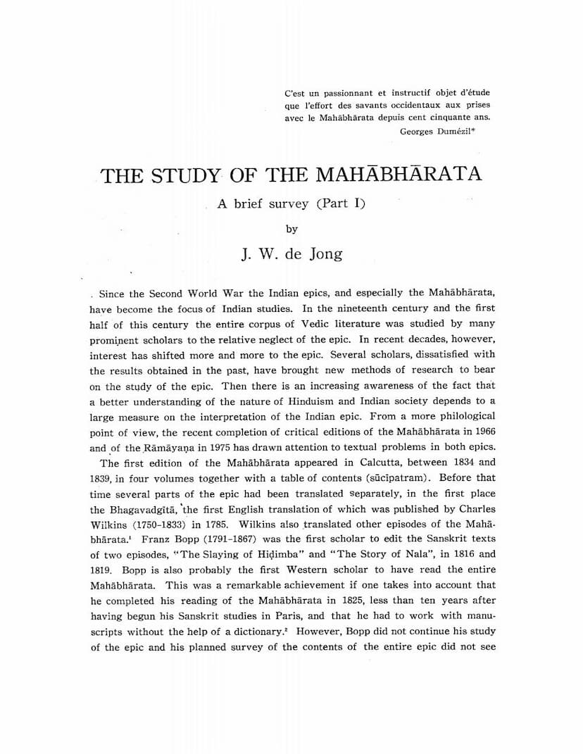 First page of Study Of Mahabharata