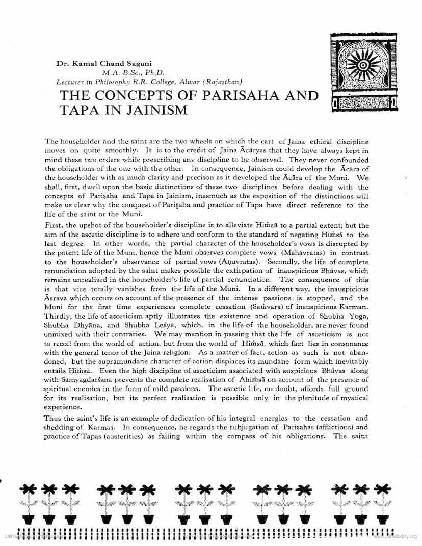 First page of Concepts On Parisaha And Tapa In Jainism