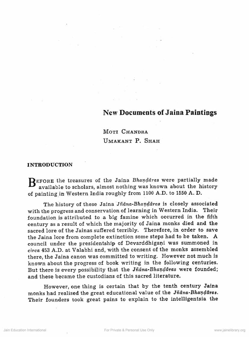 First page of New Documents Of Jaina Paintings