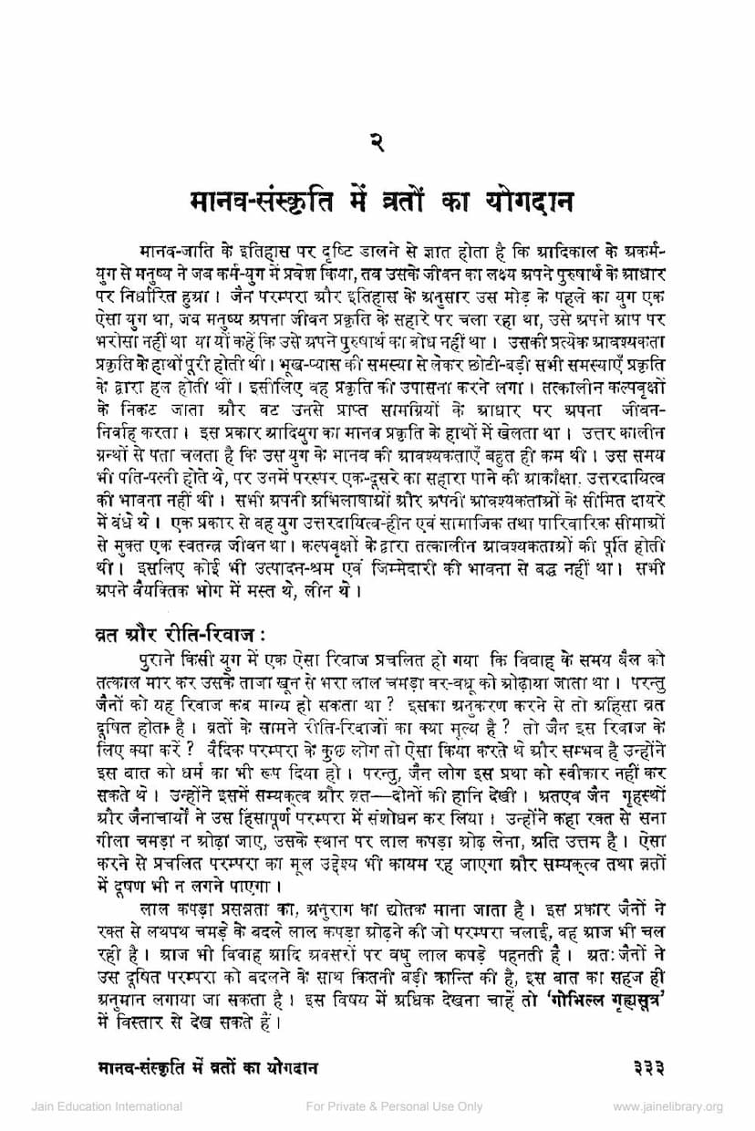 First page of Manav Sanskruti Me Vrato Ka Yogdan