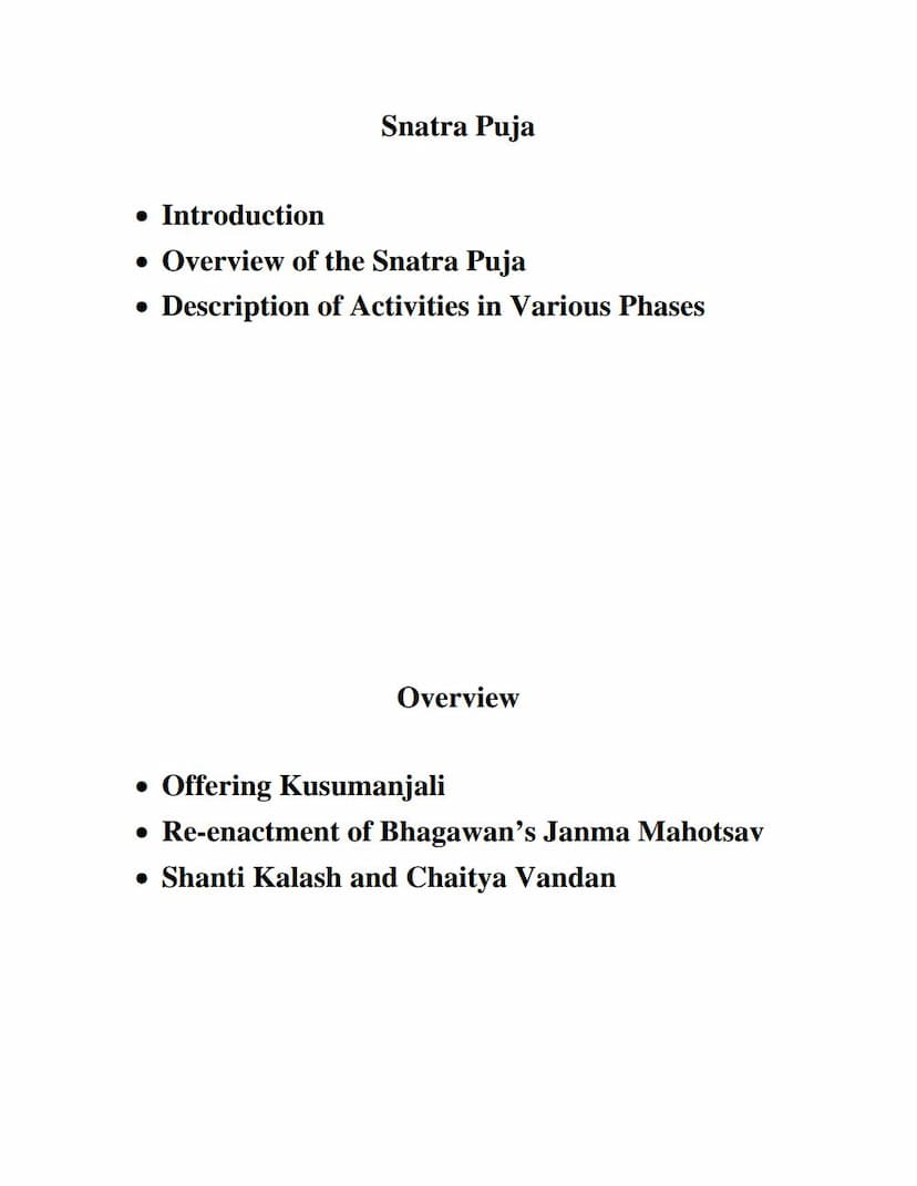 First page of Snatra Puja Overview