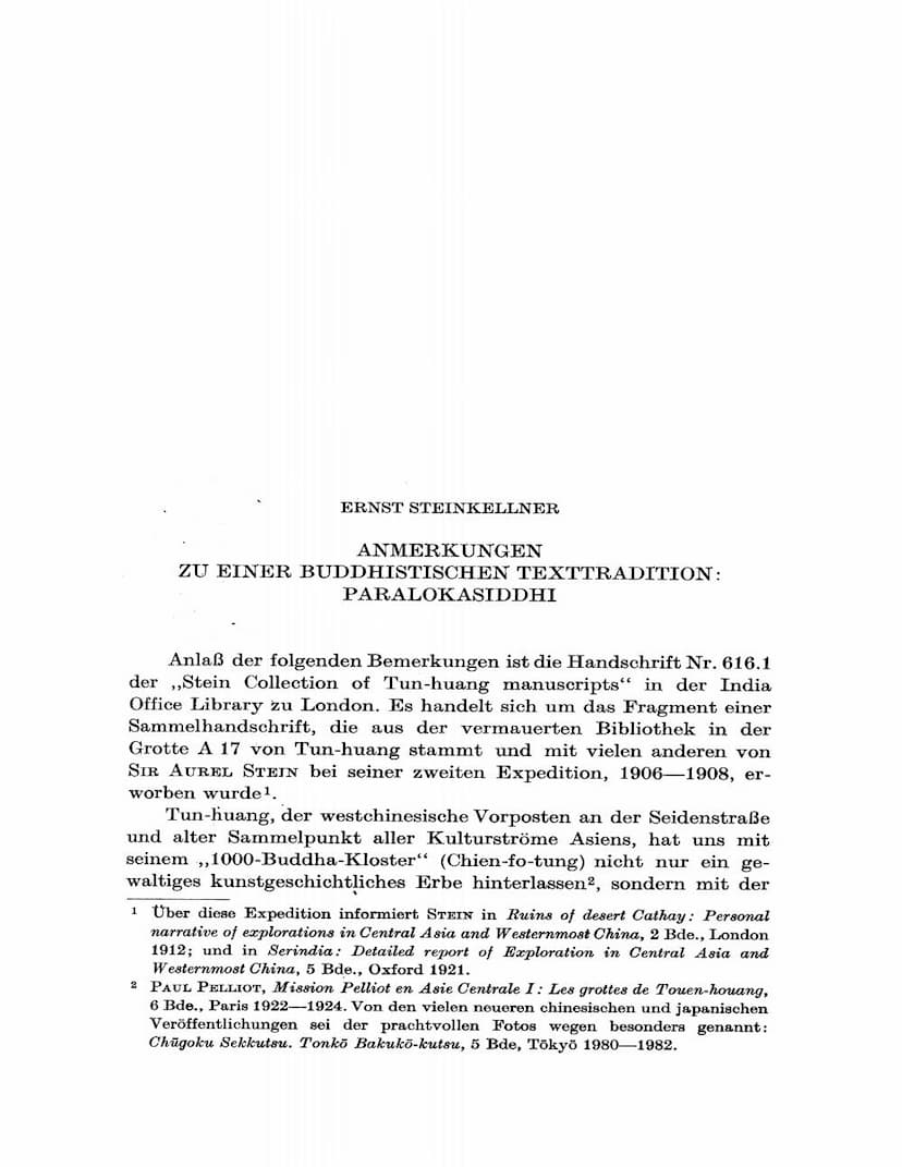 First page of Anmerkunjen Zu Einer Buddhistichen Texttradition Parlokasiddhi
