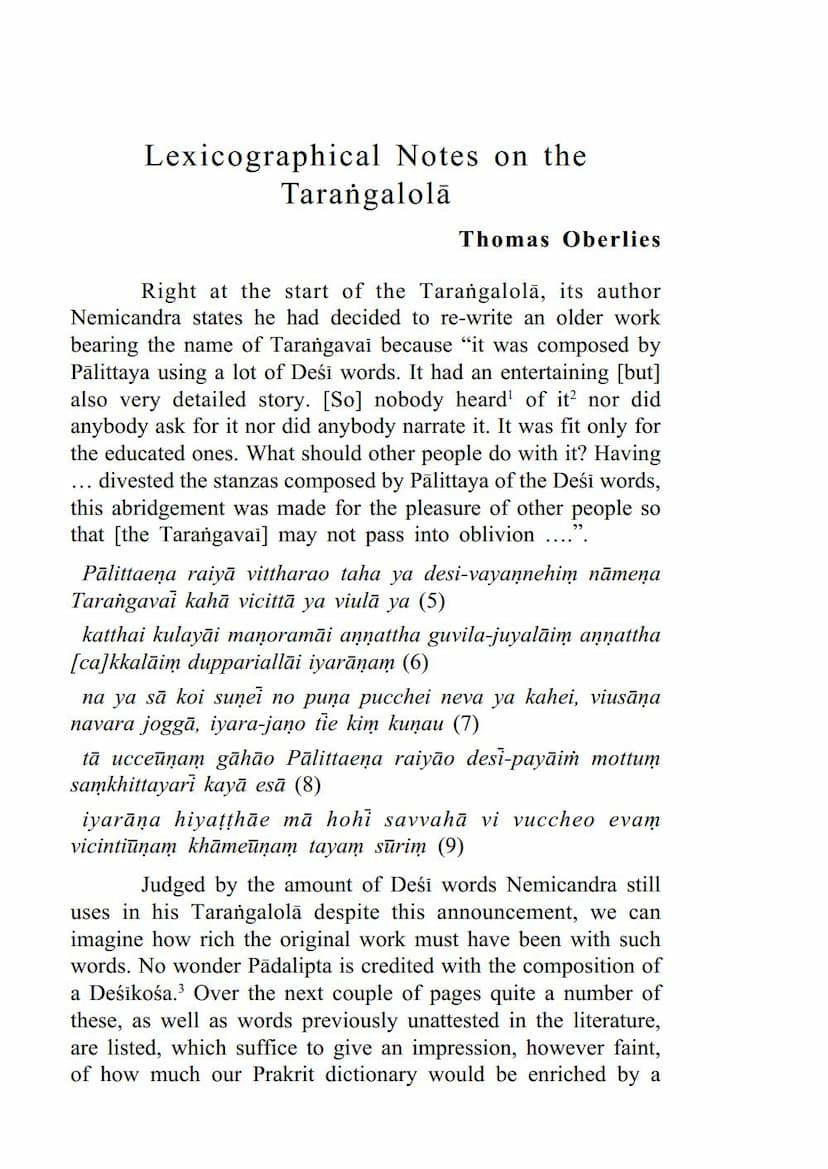 First page of Lexicographical Notes On Taranglola
