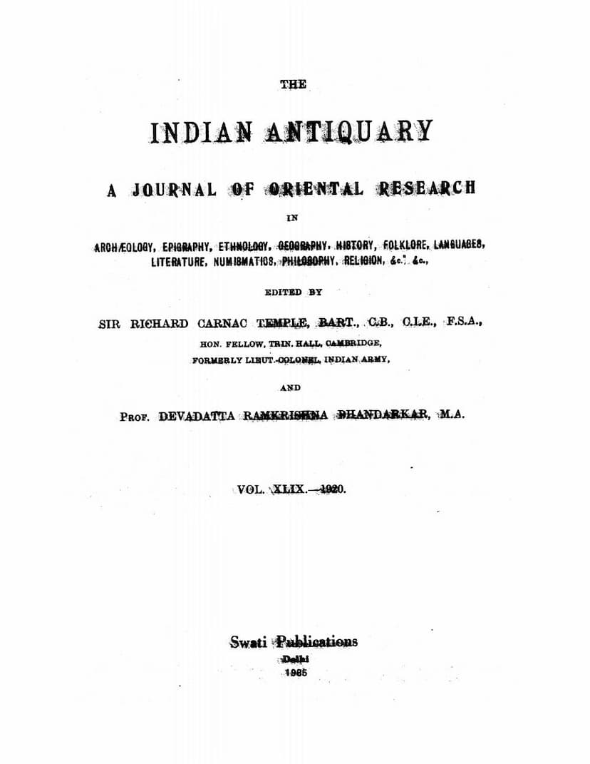 First page of Indian Antiquary Vol 49