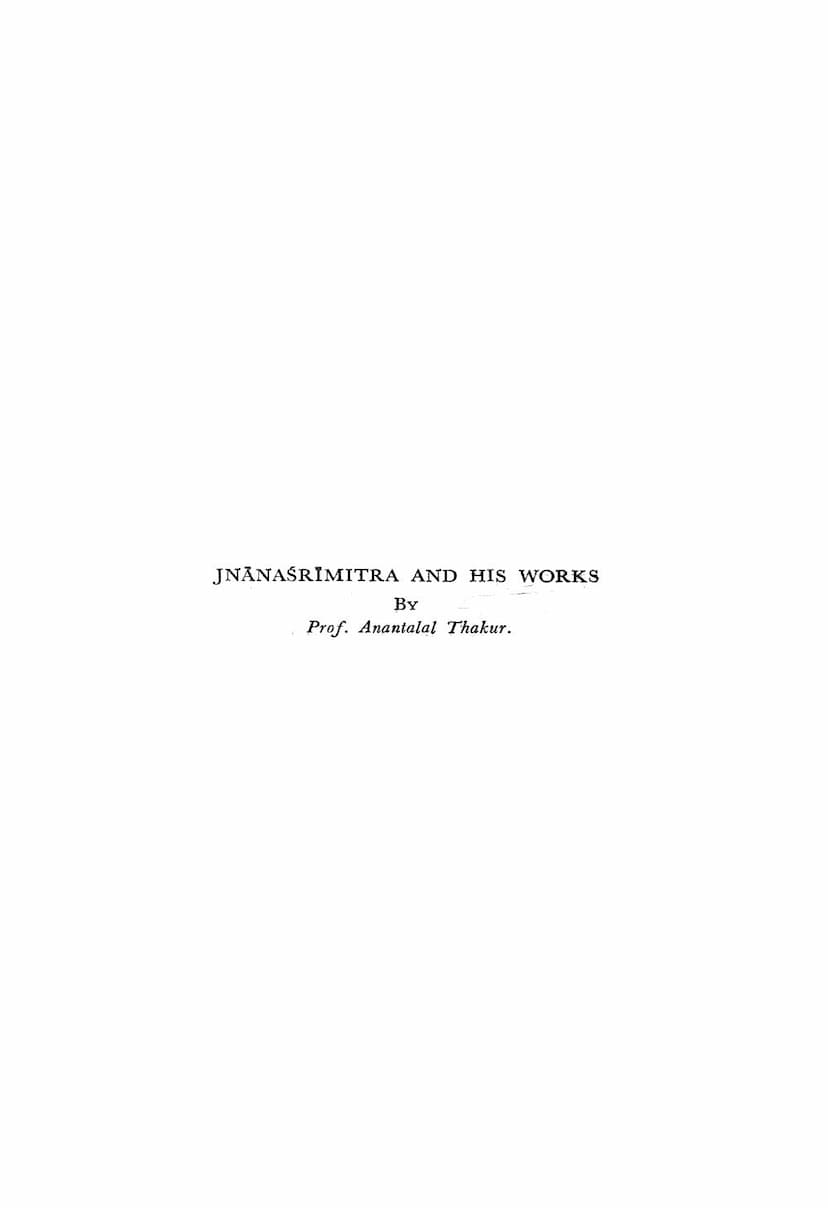 First page of Jnanasrimitra And His Work