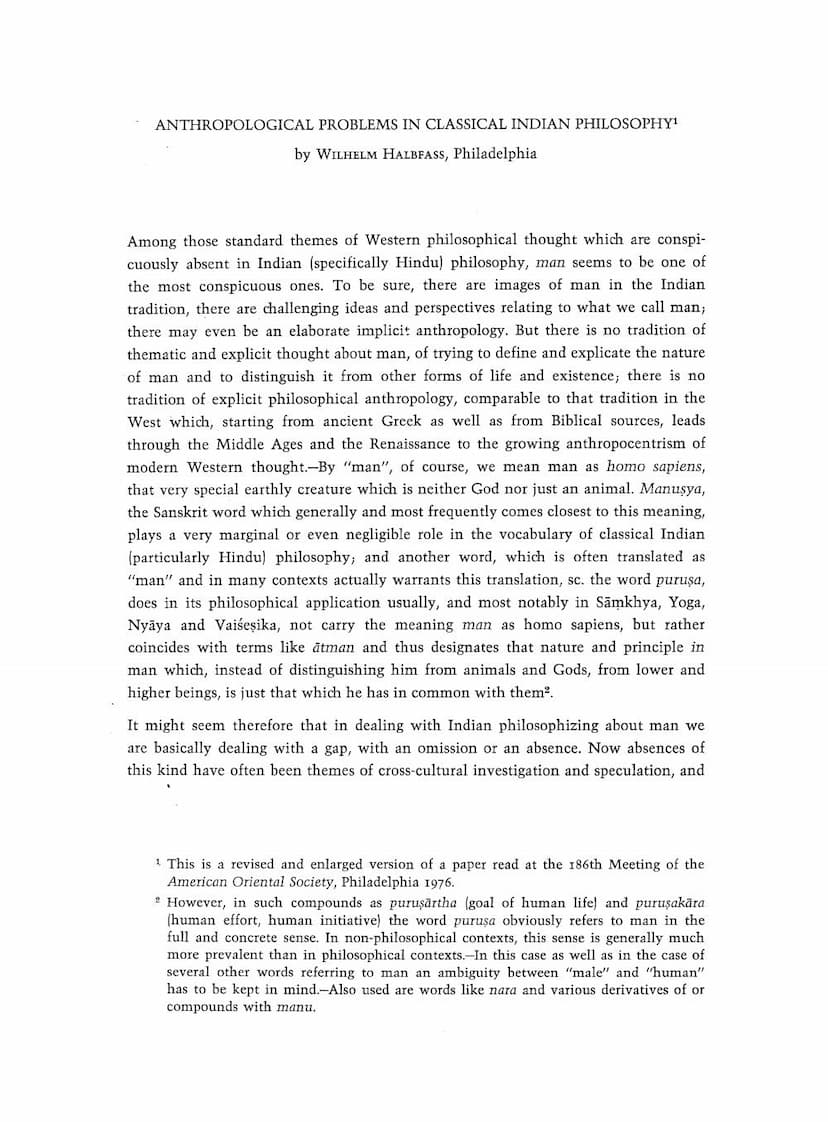 First page of Anthropological Problems In Classical Indian Philosophy