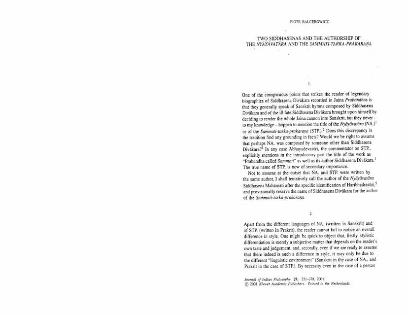 First page of Two Siddhasenas And Authorship Of Nyayavatara And Sammati Tarka Pprakarana