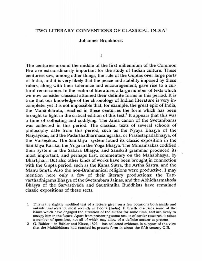 First page of Two Literary Conventions Of Classical India