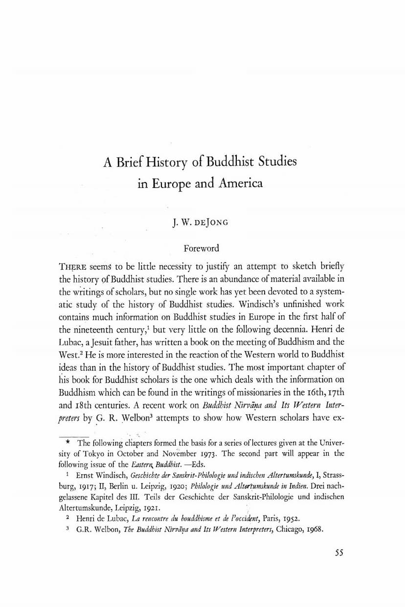 First page of Brief History Of Buddhist Studies In Europe And Maerica