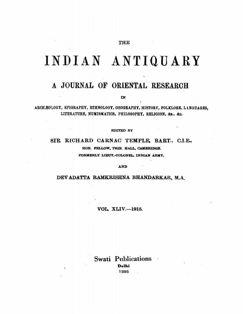 First page of Indian Antiquary Vol 44