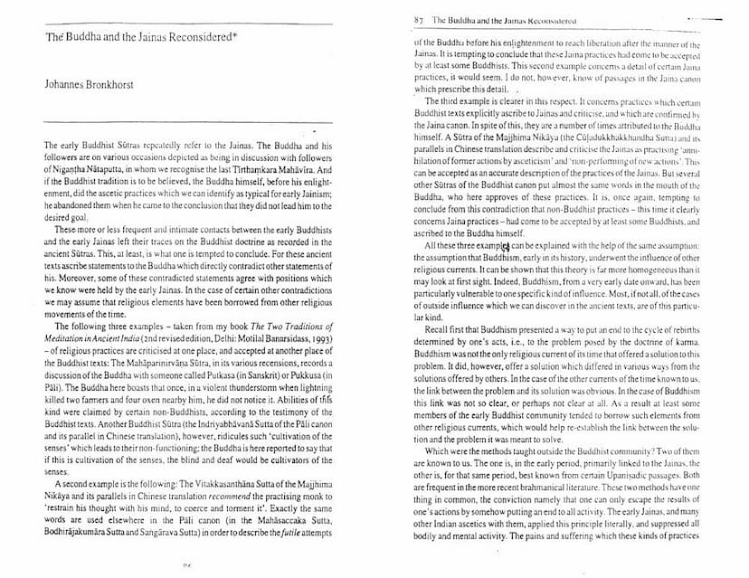 First page of Buddha And Jainas Reconsidered