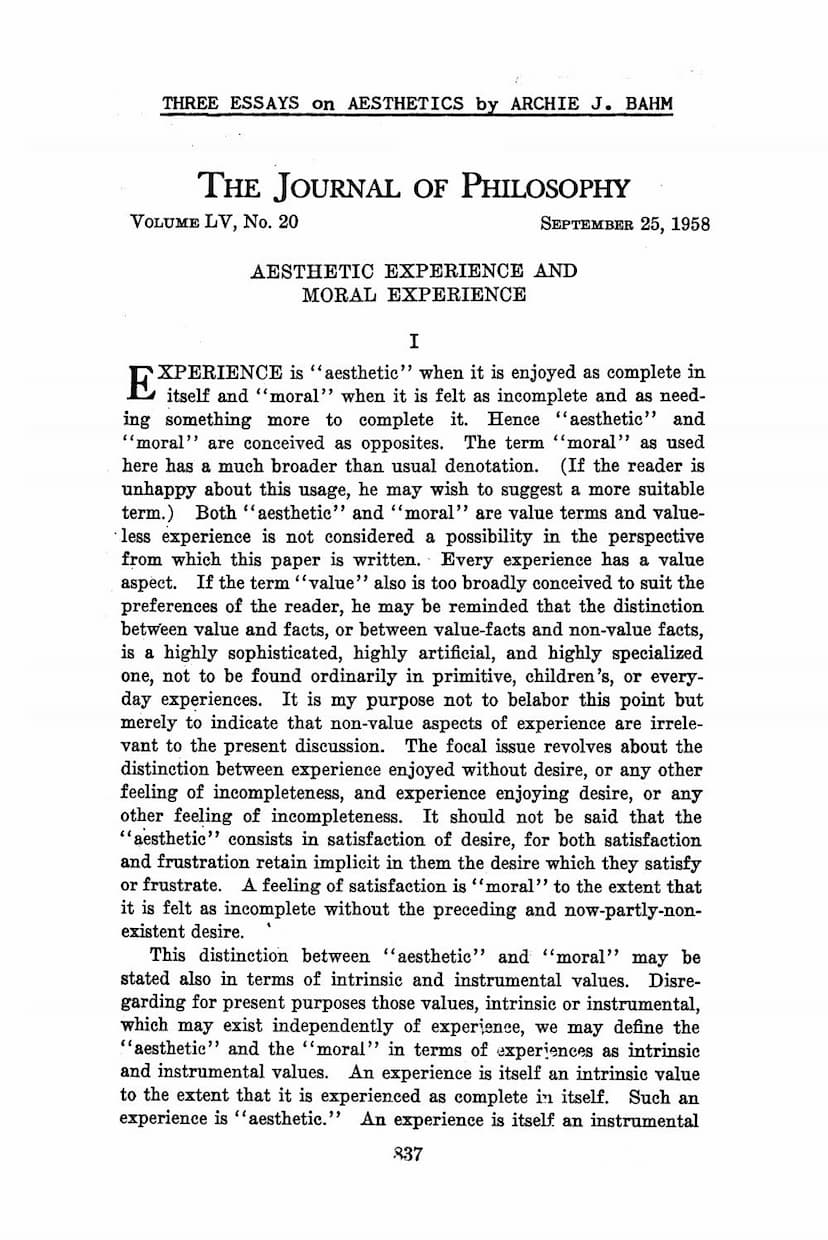 First page of Three Essays On Aesthetics