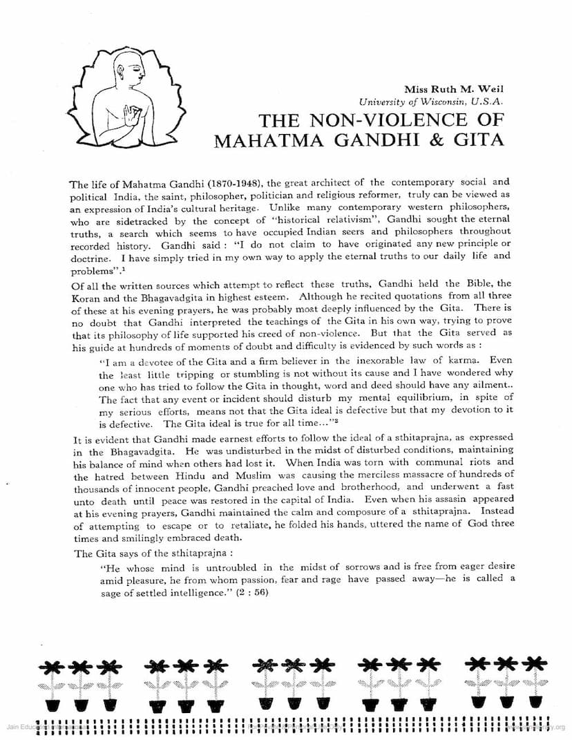 First page of Non Violence Of Mahatma Gandhi Gita