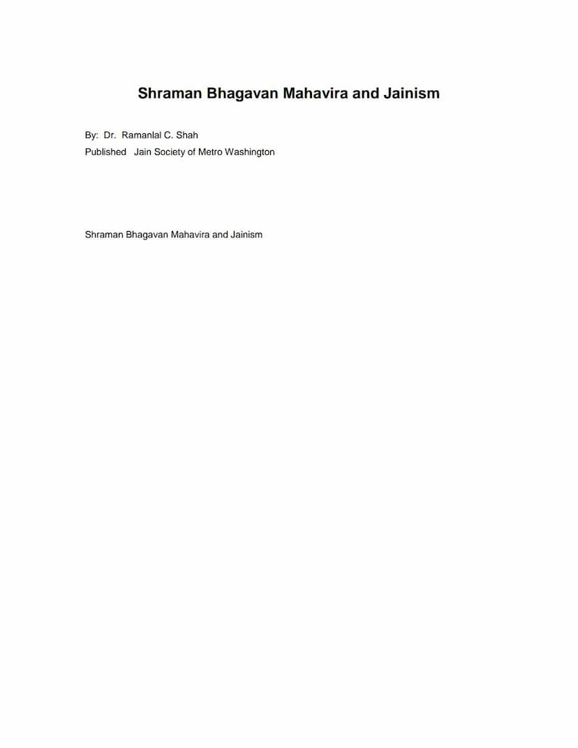 First page of Shraman Bhagwan Mahavir And Jainism