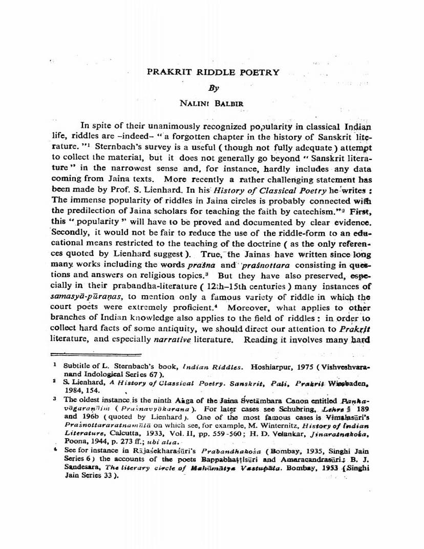 First page of Prakrit Riddle Poetry