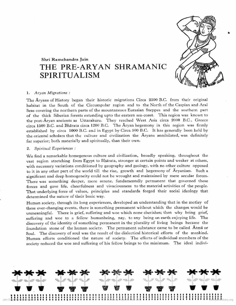 First page of Pre Aryan Shramanic Spiritualism