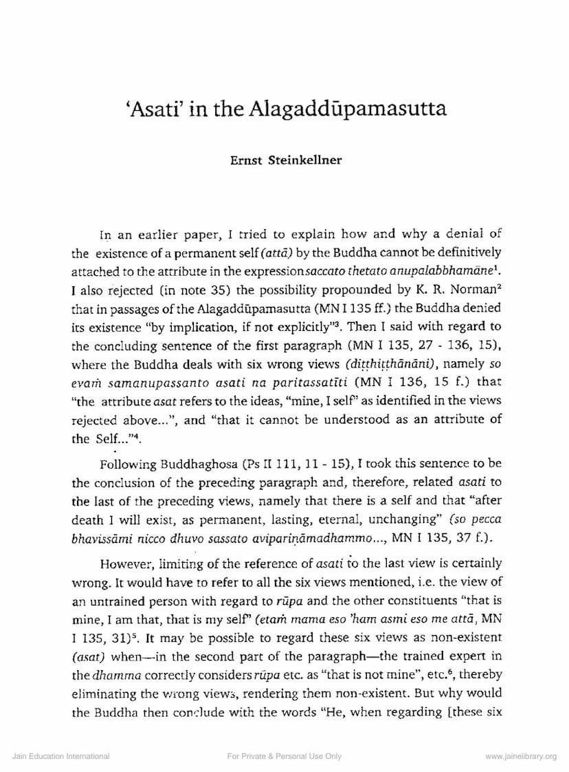 First page of Asati In Alagadduopamasutta