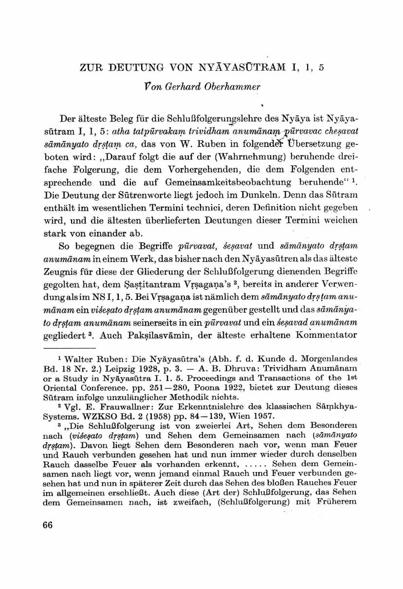 First page of Zur Deutung Von Nyayasutram I 1 5