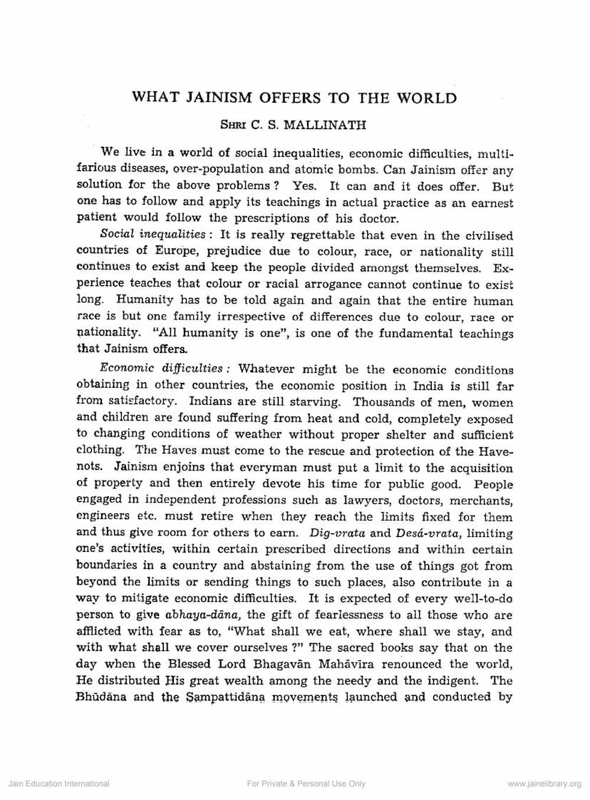 First page of What Jainism Offers To The World