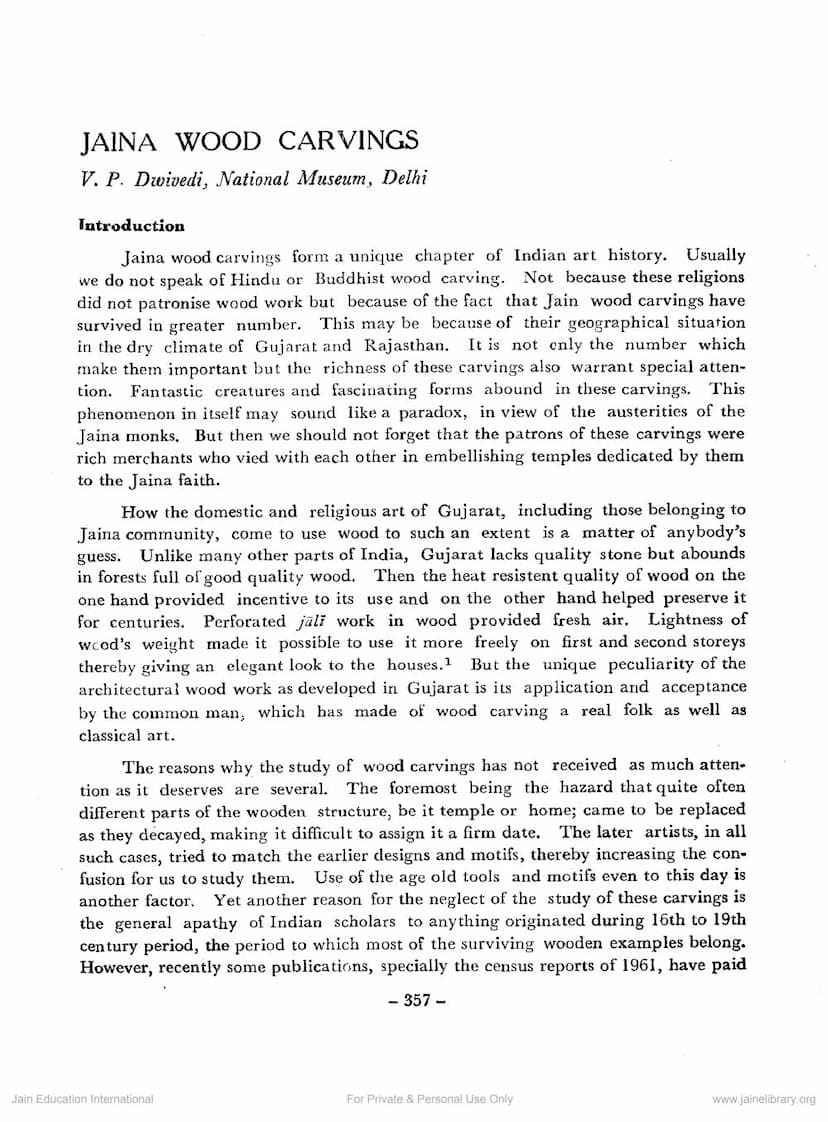 First page of Jain Wood Carvings