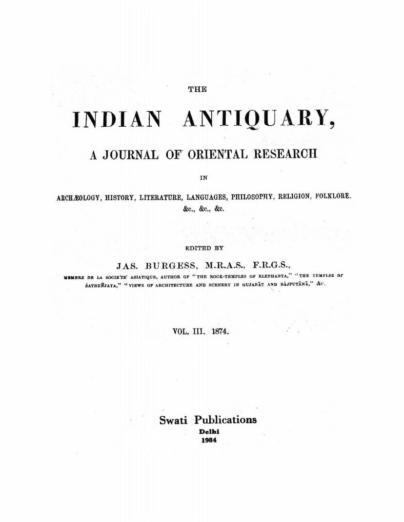 First page of Indian Antiquary Vol 03