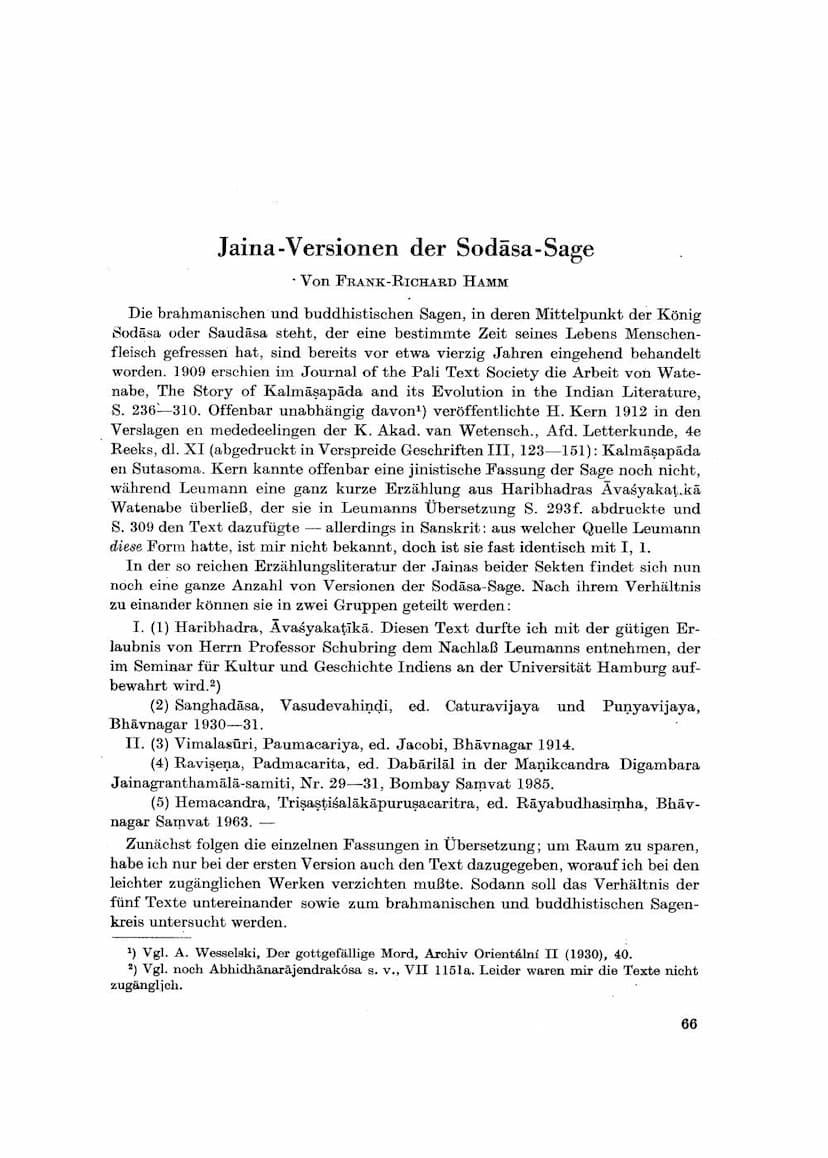 First page of Jaina Versionen Der Sodasa Sage