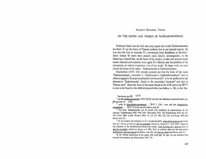 First page of On Dates And Works Of Sankaranandana