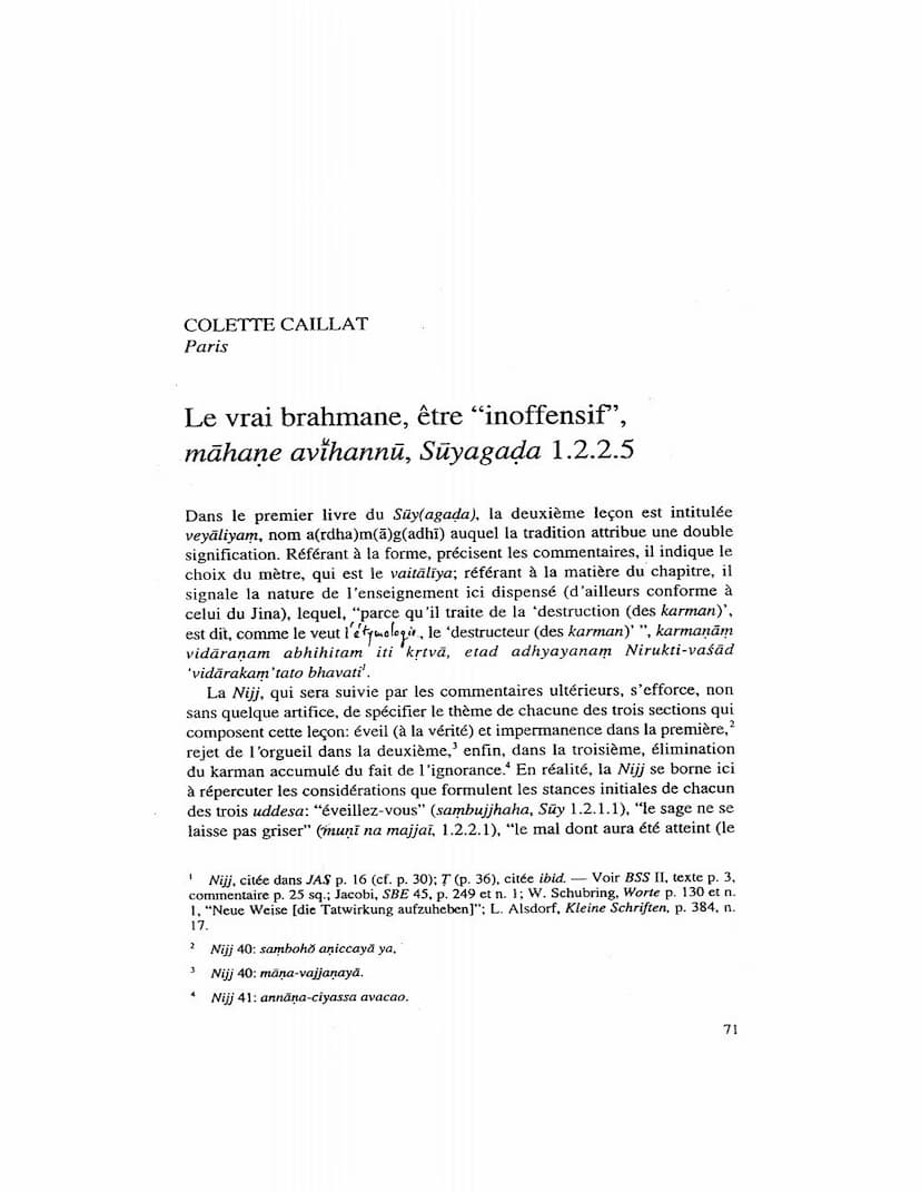 First page of La Vrai Brahmane Etre Inoffensif Mahane Avihannu Suyagada