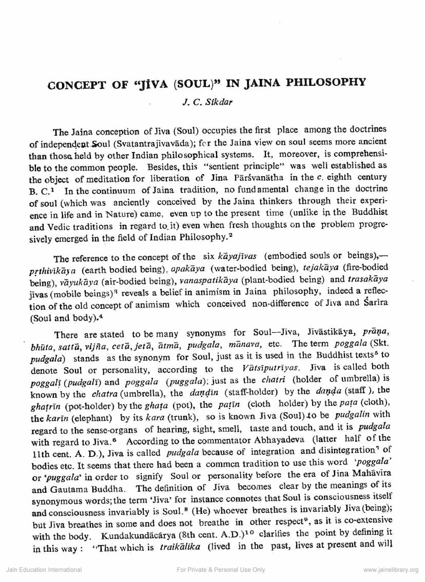 First page of Concept Of Jiva In Jaina Philosophy