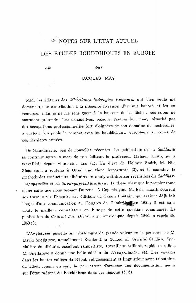 First page of Des Etudes Bouddhiques En Europe