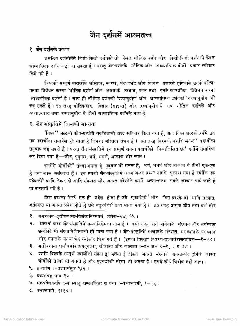 First page of Jain Darshan Me Atmatattva