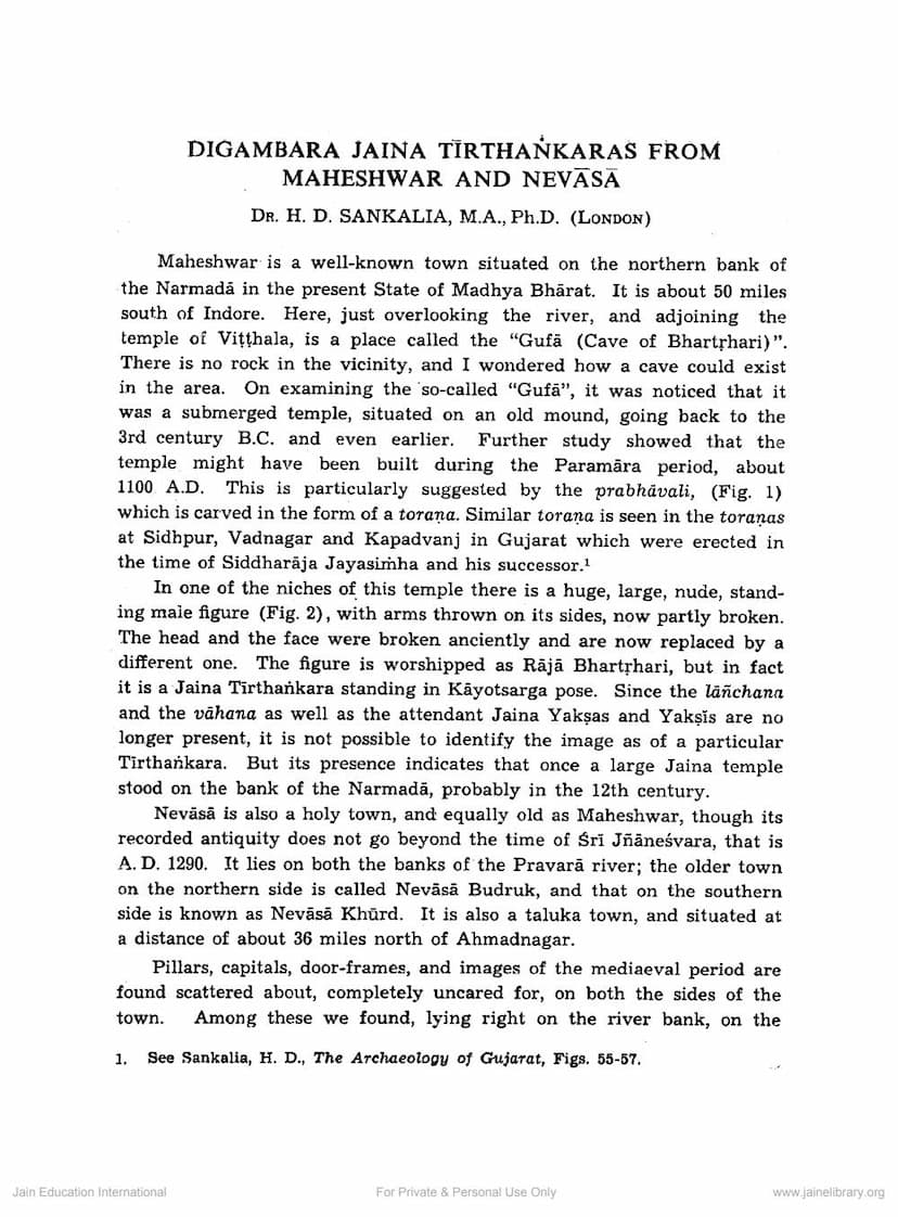 First page of Digambara Jaina Tirthankaras From Maheshwarand Nevasa
