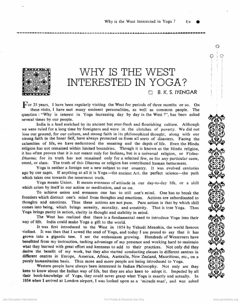 First page of Why Is The West Interested In Yoga