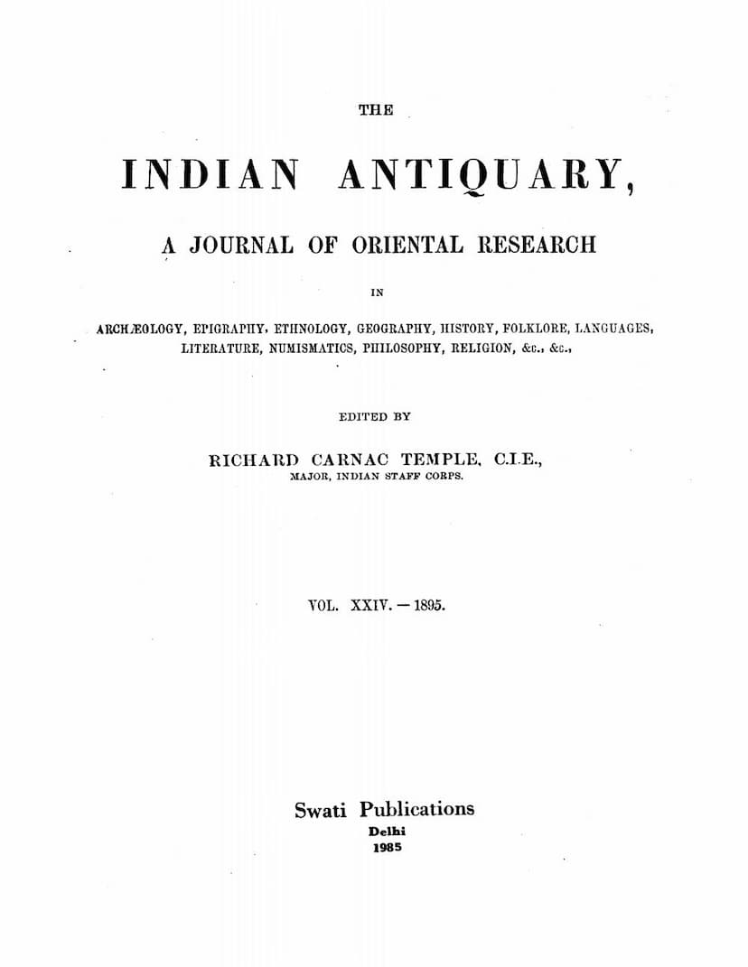 First page of Indian Antiquary Vol 24