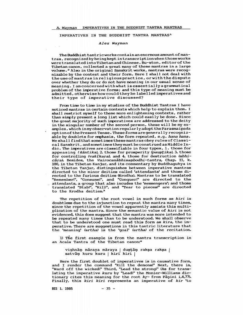 First page of Imperatives In Buddhist Tantra Mantras