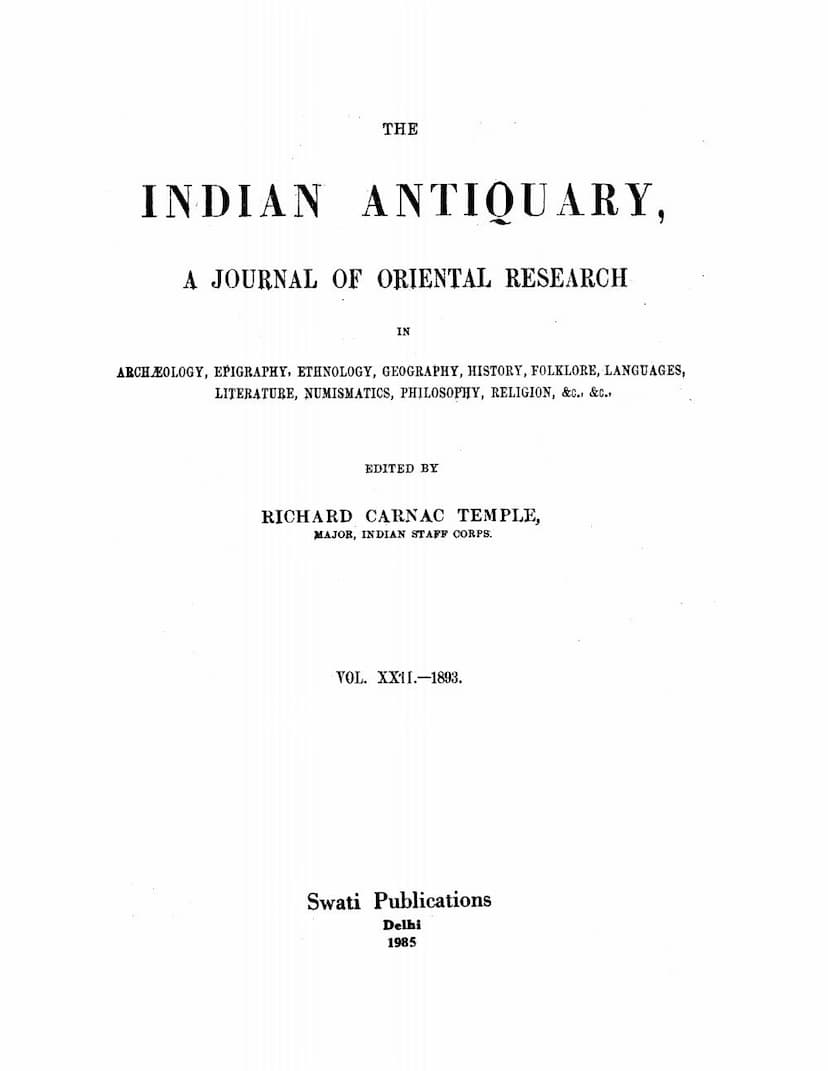 First page of Indian Antiquary Vol 22