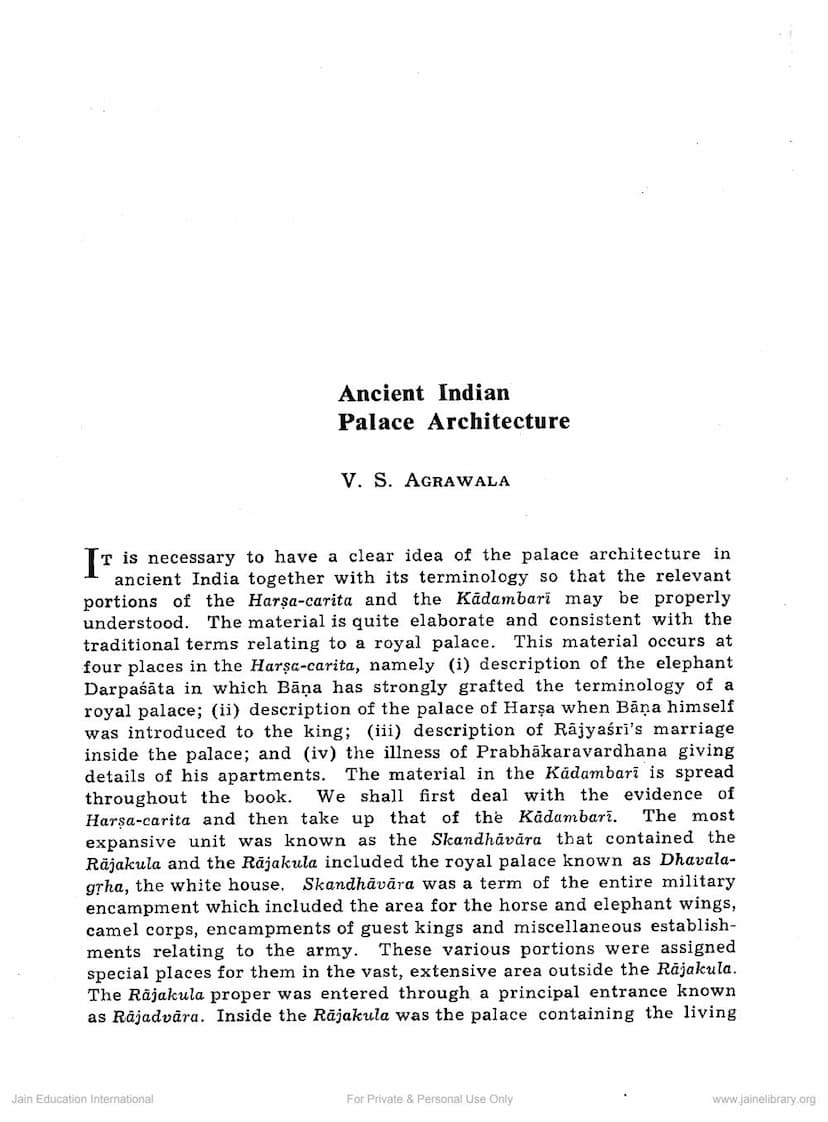 First page of Ancient Indian Palace Architecture