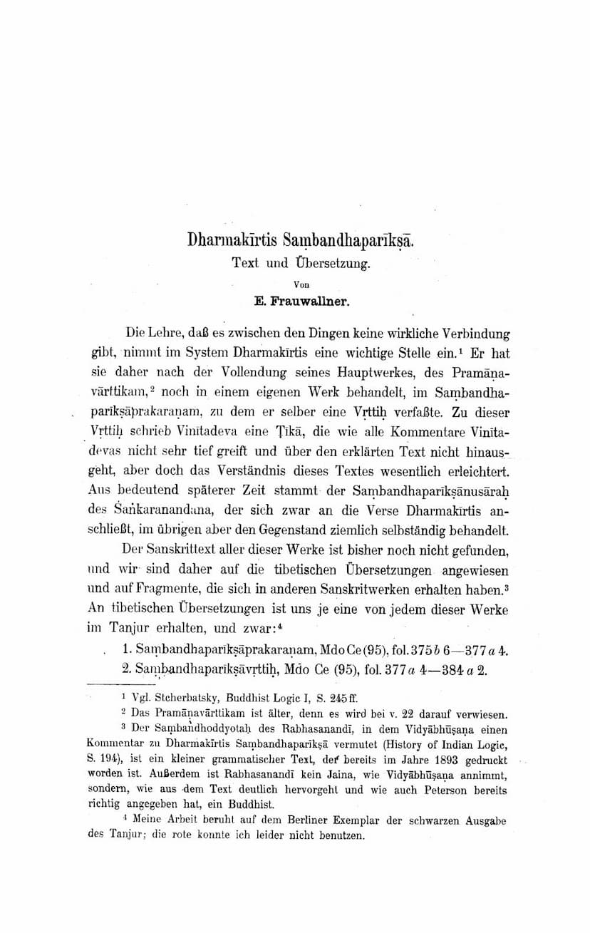 First page of Dharmakirtis Sambandha Pariksa