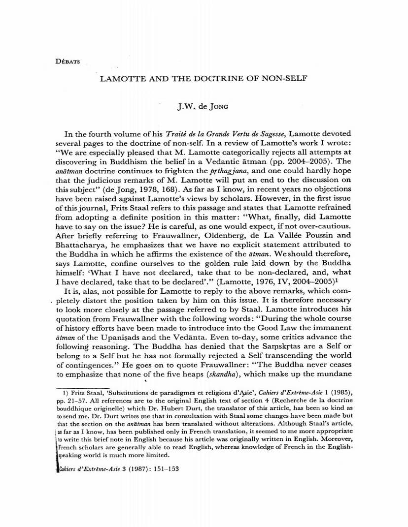 First page of Lamotte And Doctrine Of Non Self