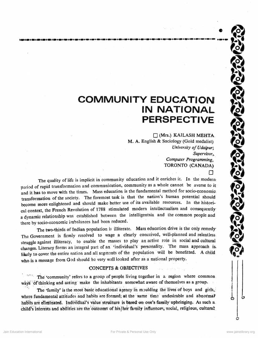 First page of Community Education In National Perspective