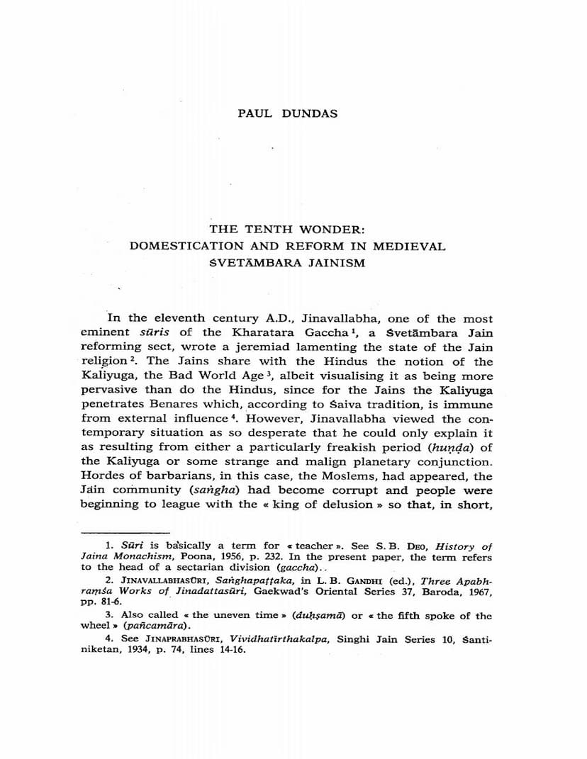 First page of Tenth Wonder Domestication And Reform In Medieval Svetambara Jainism