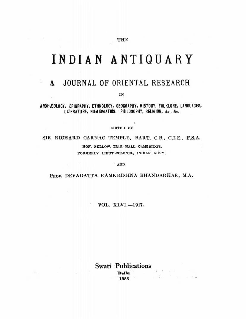 First page of Indian Antiquary Vol 46