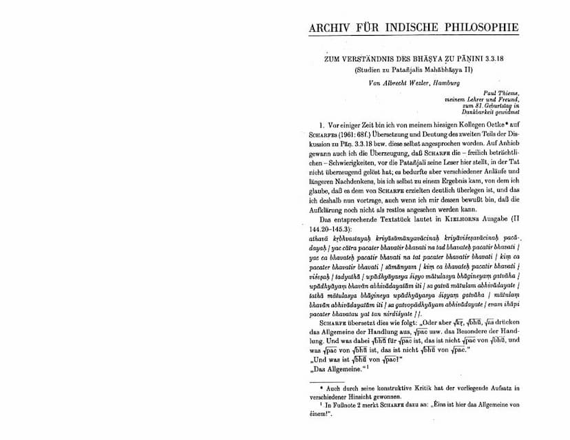 First page of Archiv Fur Indische Philosophie