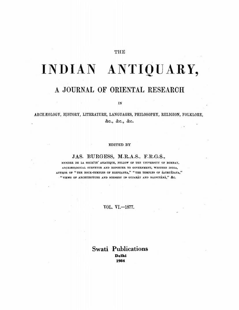 First page of Indian Antiquary Vol 06