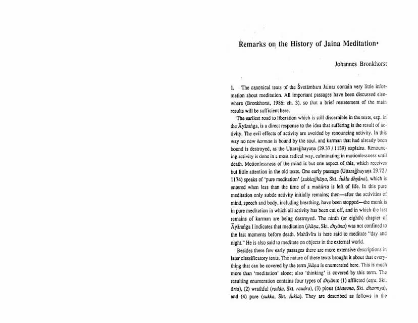 First page of Remarks On History Of Jaina Meditation