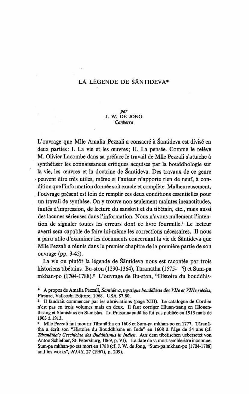 First page of La Legende De Santideva