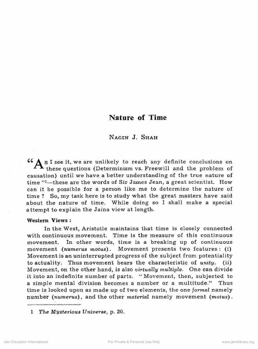 First page of Nature Of Time